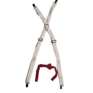 Kids White Suspenders - Gold Polka Dots & Red Bow Tie Unused